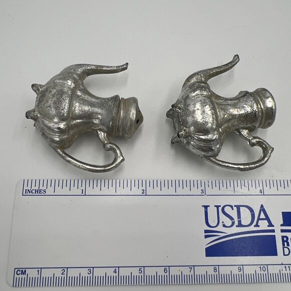 Vintage Salt And Pepper Shakers Silver Tone Tea Pot Coffee Pot So Cute! - Picture 6 of 12